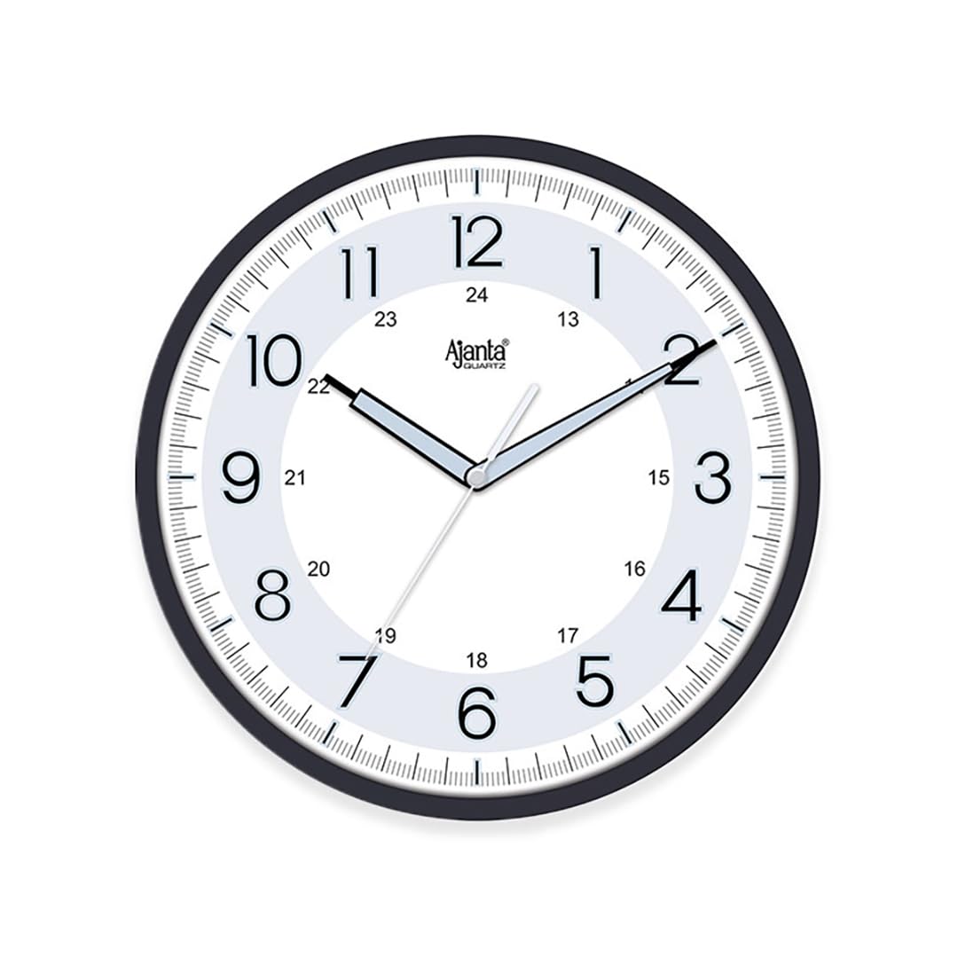 Ajanta Night Glow Radium Plastic Analog Wall Clock (Black, 310X44X310Mm)