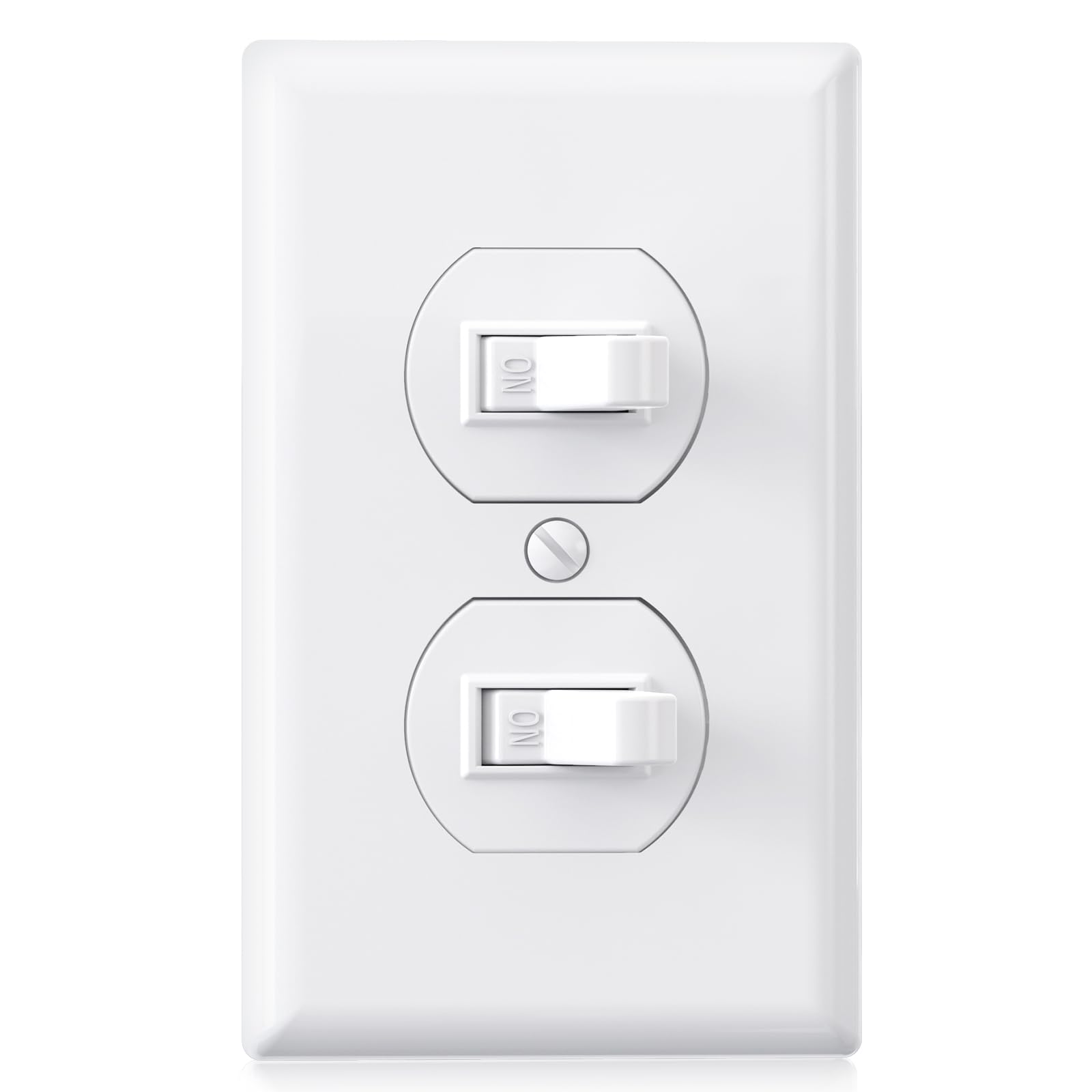 AIDA Single Pole Double Toggle Rocker Decorator Light Switch, 15 Amp Self-grounding Electrical Light Switches, Residential Grade, UL Listed (1 Pack, Glossy White)