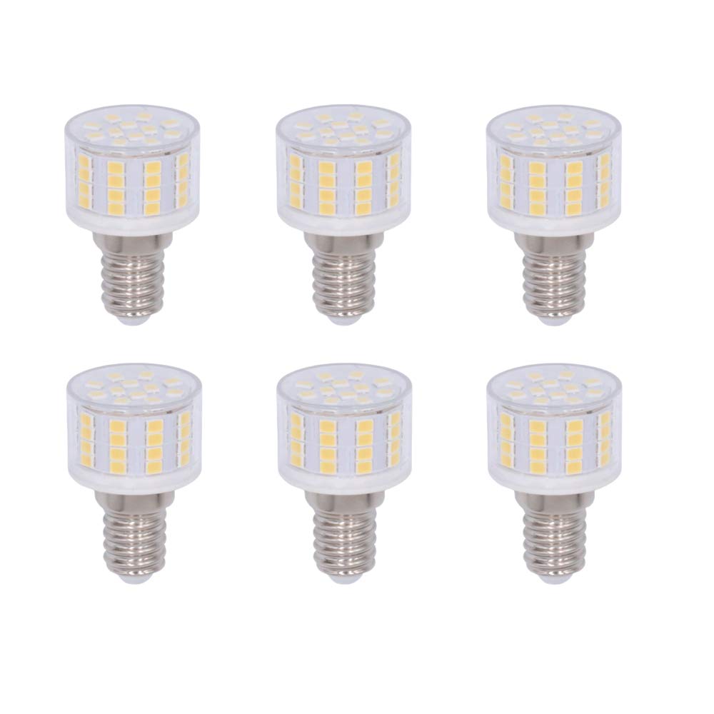 6 Pack E14 5W LED Light Bulbs, Flat Round, 52 Led Chips, Equivalent to 50W Halogen Bulbs, 500LM, 3000K Warm White, 360° Beam Angle, AC 220-240V, Non-Dimmable,