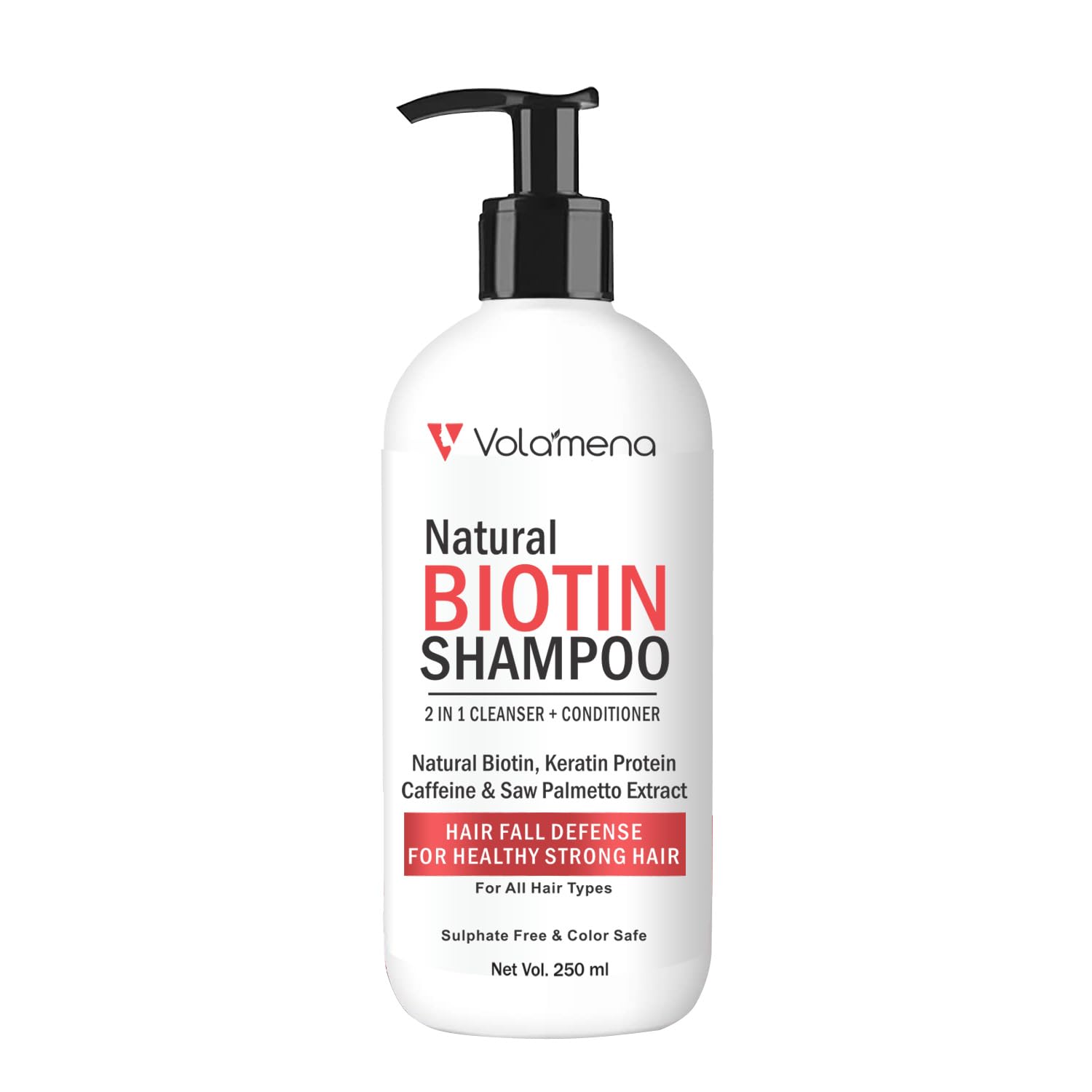 VOLAMENA WITH DEVICE Volamena Natural Biotin shampoo is gentle 2 in 1 hair cleanser 250 ml