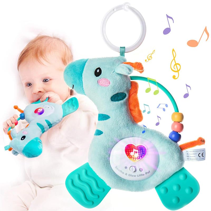 TOYBY Plush Music Baby Toy, Infant Baby Musical Toy for 1 Year Old Boys & Girls, Textures Baby Sensory Toys Gifts for Baby, Cute Stuffed Light Up Baby Toys,Multi Sound Effects Toys (Deer)