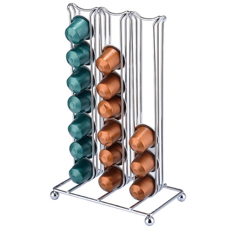 Styxon Coffee Capsule Holder Fit For 42 Pieces Cafe Capsules Coffee Pod Stand Office Kitchen Desktop Storage Rack Household satisfaction | Silver