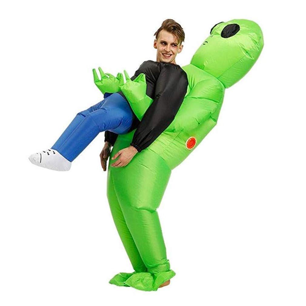 AM ANNA Inflatable ET Monster Costume Scary Green Alien Cosplay Costume for Kids Masquerade Halloween Party,Small