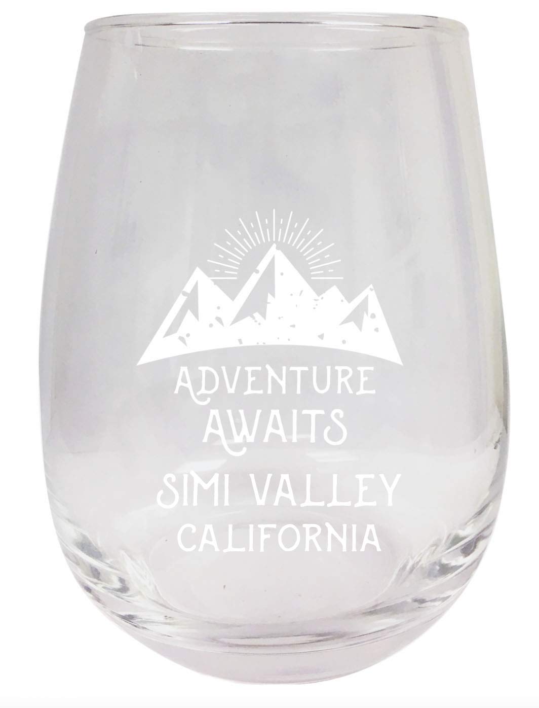 R and R Imports Simi Valley California Souvenir 15 oz Laser Engraved Stemless Wine Glass Adventure Awaits Design 2-Pack