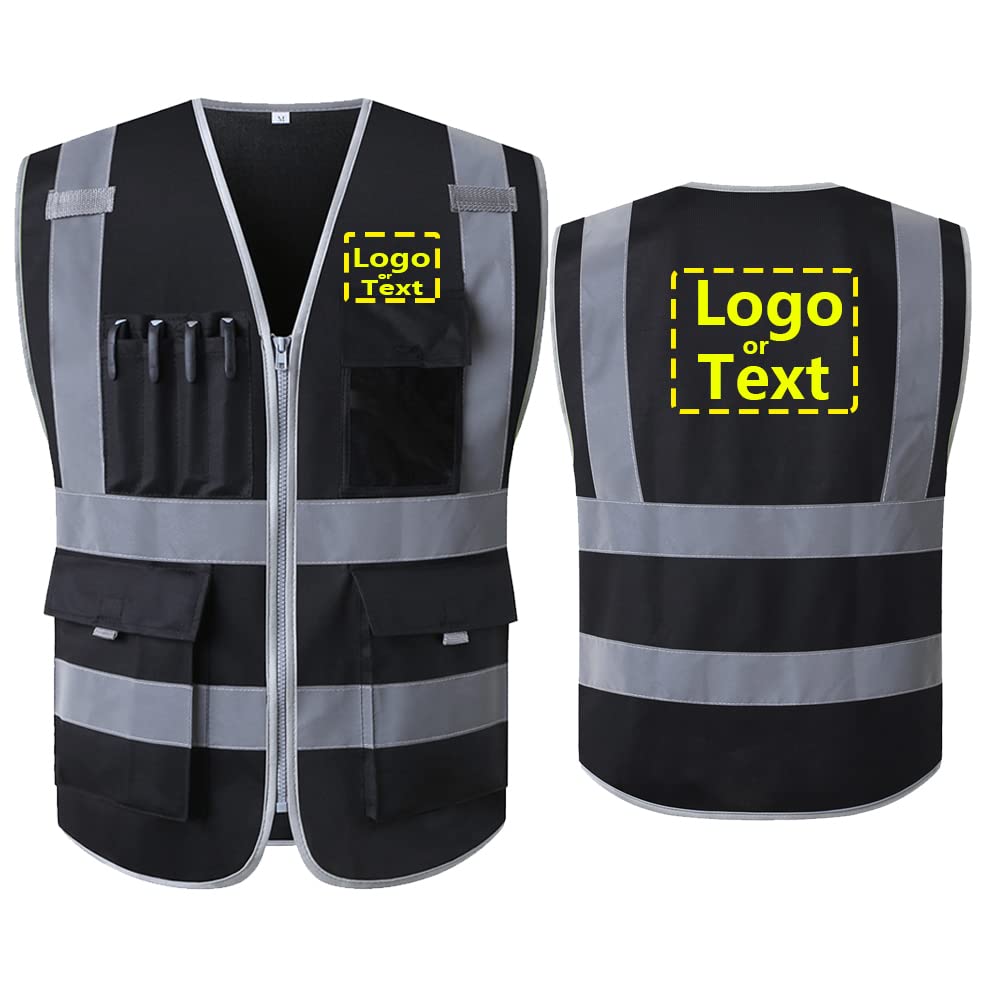 Safety Vest With Logo Printing Reflective Vest Custom Logo and Text High Visibility Safety Clothing WorkwearWith Pockets