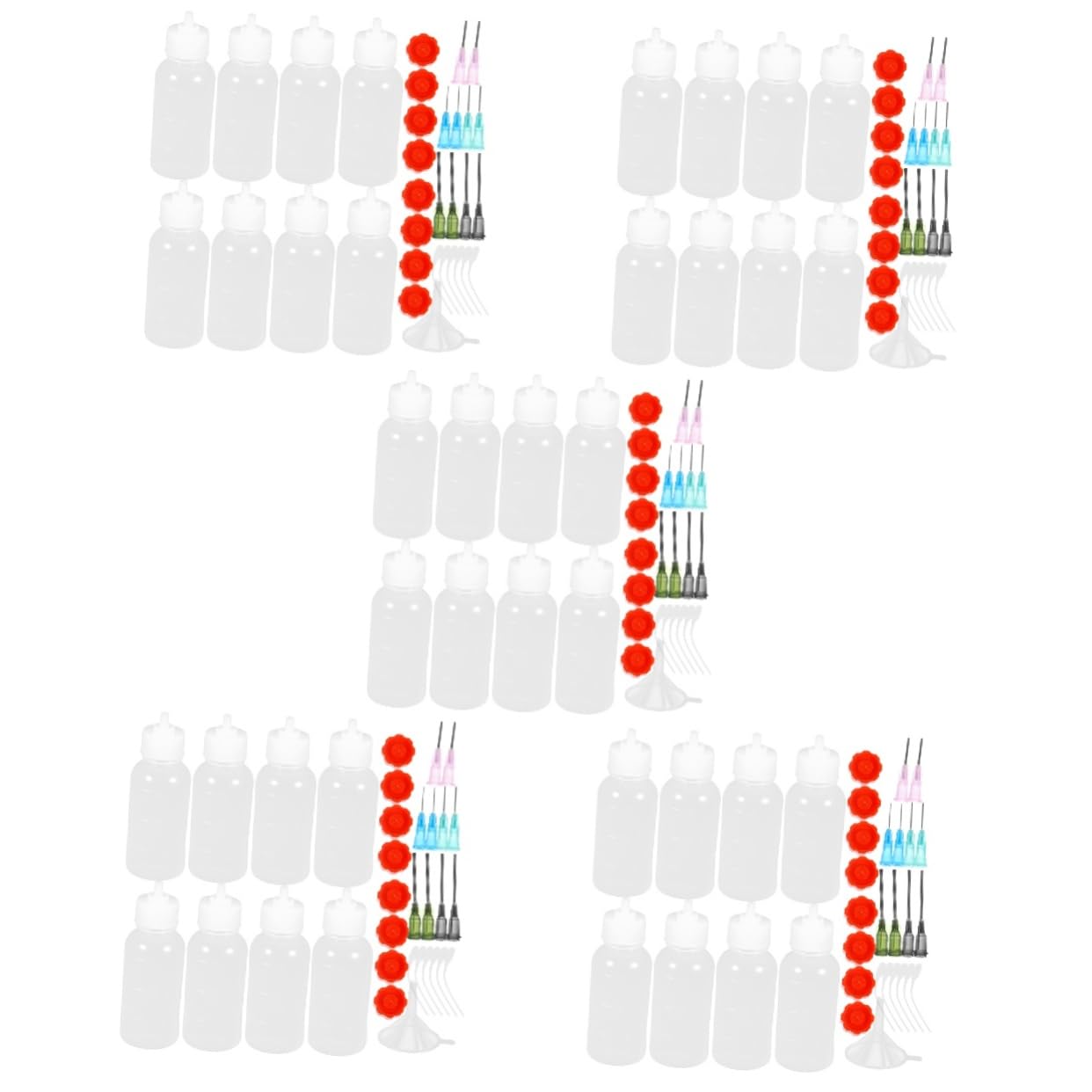 Tofficu 5 Sets Dispensing Bottle Set Squeeze Bottles Convenient Applicator Bottle Plastic Oil Dispenser Portable Tip Bottle Home Supply Plastic Bottle Household Stainless Steel re-usable