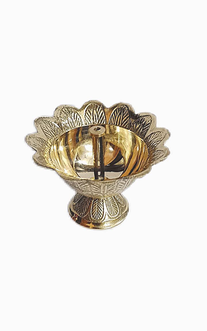 AJ Enterprises Brass Diya Diwali Kuber devdas Engraved Deepak Diya Oil Lamp for Puja Decorative Gift Akhand Diya