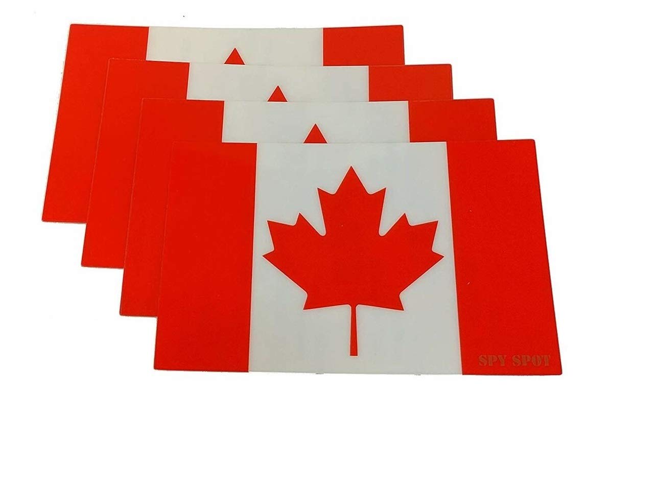 Spy Spot Vinyl Canada National Stickers Decals Canadian Flag Weatherproof 4" x 2.5" UV Resistant Set of 4