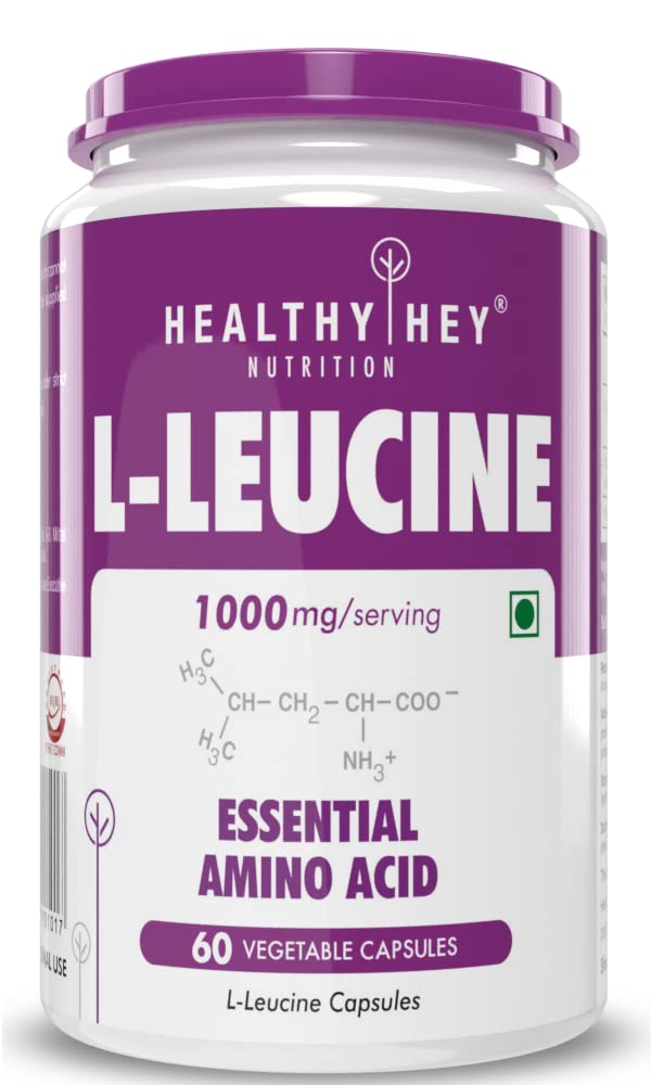 HealthyHey Nutrition L-Leucine Capsule 1000mg Per Serving, 60 Capsules