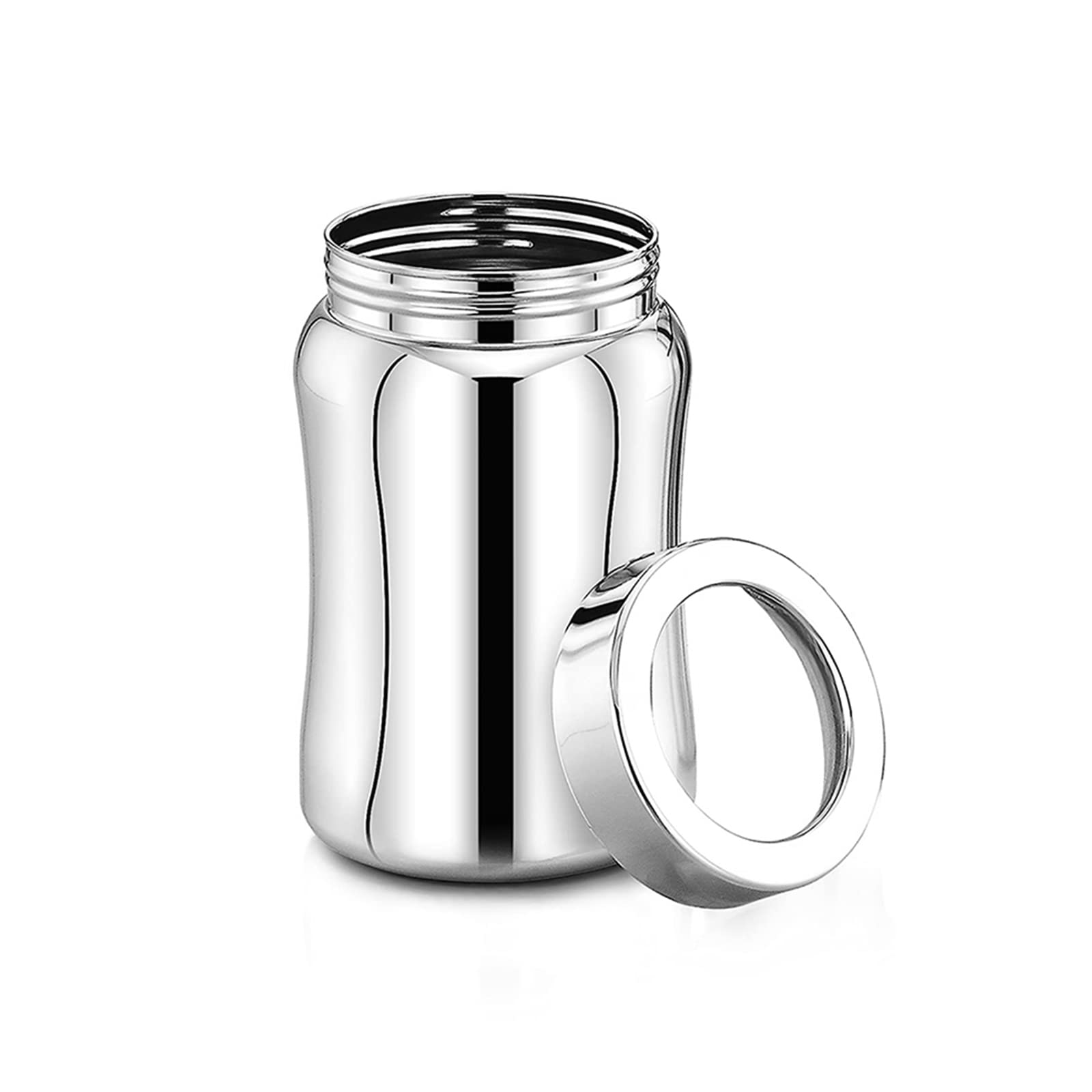 MAXIMA Tulip Stainless Steel Canister - Elegant Circular Design for Tea, Coffee, and Spices | Leak Proof | Airtight Kitchen Storage Container (1300ml, SI-2103)