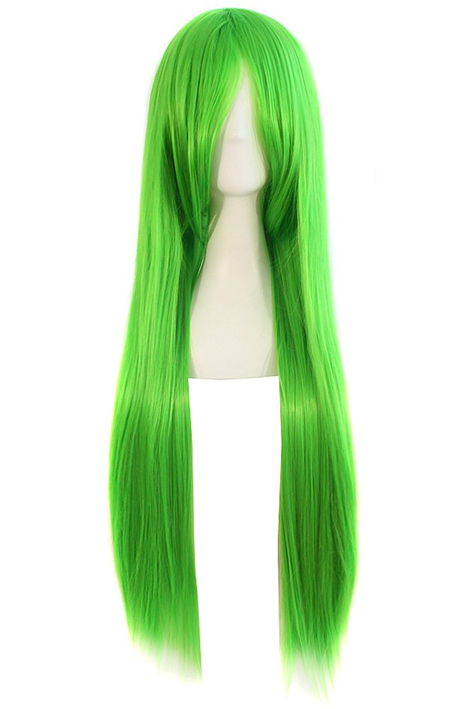 (Fluorescent Green) - MapofBeauty 32" 80cm Long Straight Anime Costume Cosplay Wig Party Wig (Fluorescent Green)