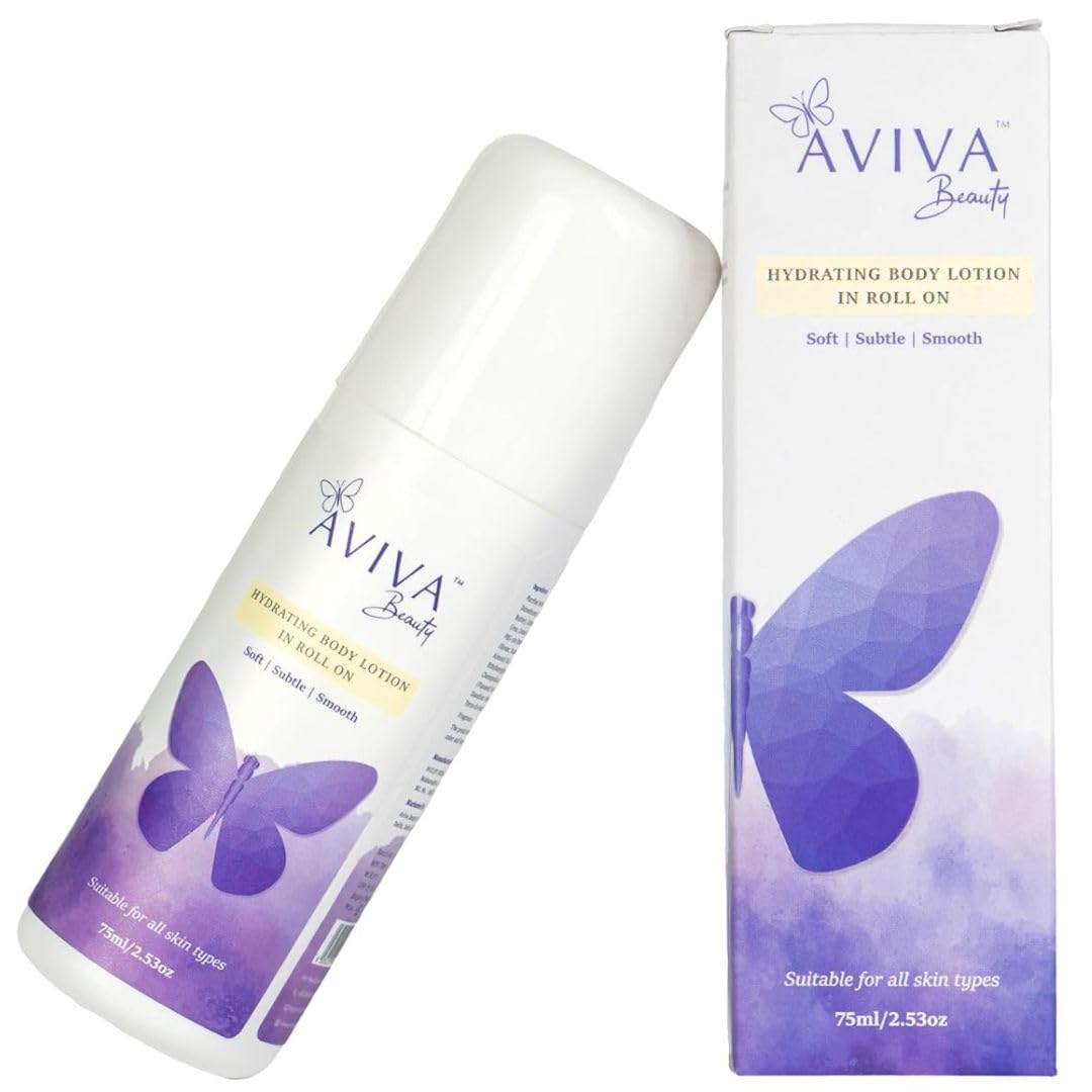 AVIVA BEAUTY Hydrating Body Lotion in Roll On - 75 ml, Long Lasting Vanilla Scented On The Go, Non Sticky Body Moisturizer for All Skin Types