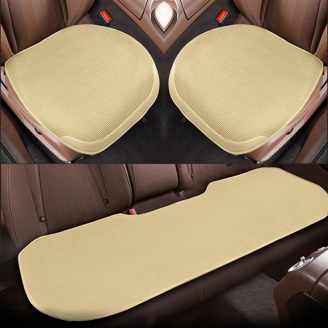 For Car - Comfortable and Breathable Forbell Car Seat Covers with Ice Silk Fabric Car Seat Cushion Summer Anti-scald Seat Cushion (Beige)