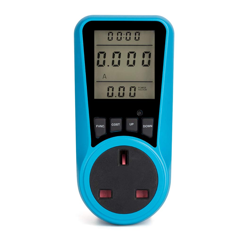 Decdeal LCD Display Electricity Usage Power Meter Socket Energy Watt Volt Amps Wattage KWH Consumption Analyzer Monitor Outlet AC220V