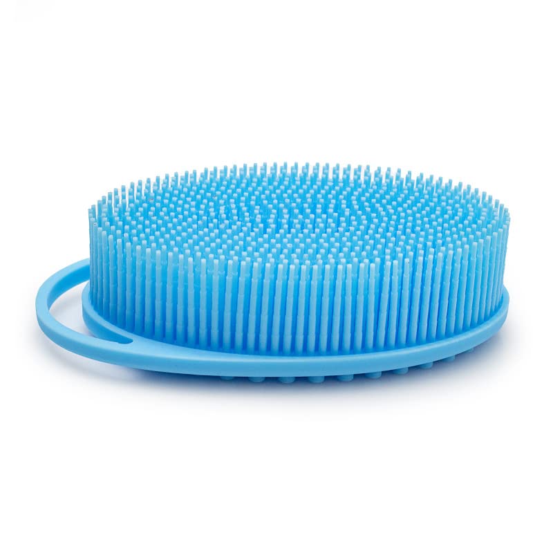 Likun Bath Silicone Brush, Exfoliating Silicone Body Scrubber Easy to Clean, Lathers Well, Long Lasting, And More Hygienic Than Traditional Loofah (Blue)