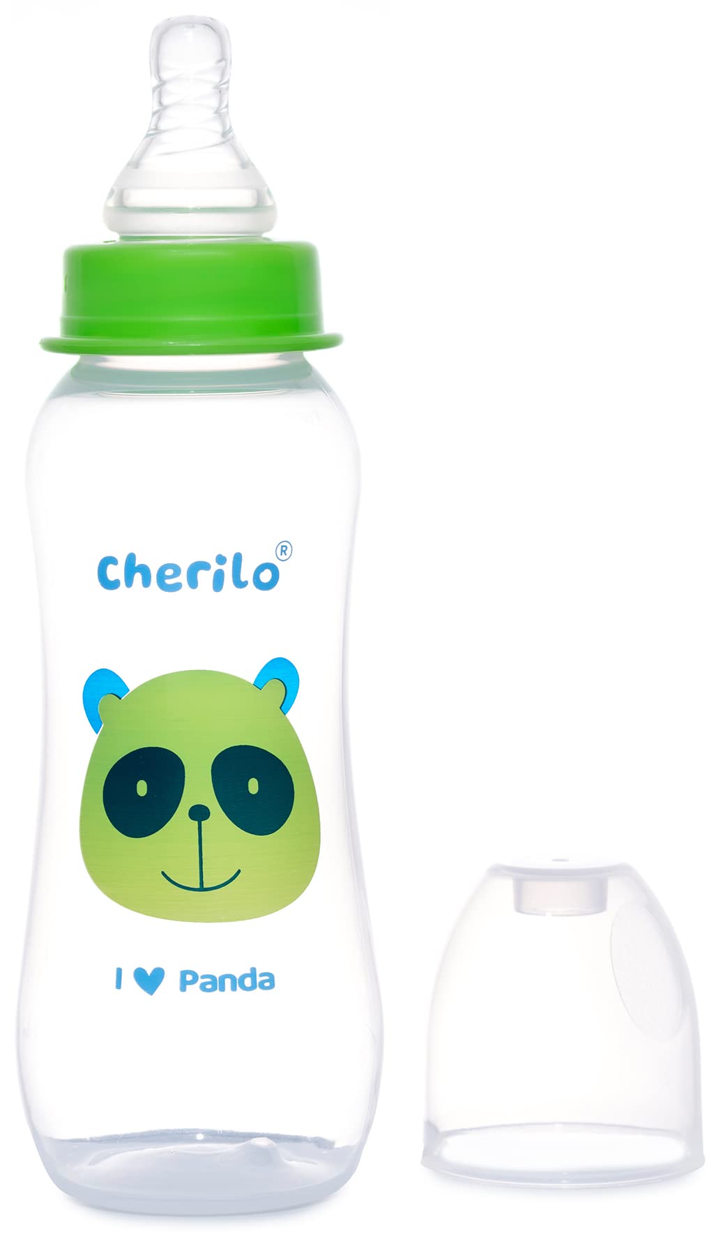 Cherilo Anti-Colic Slim Regular Neck Classic Baby Feeding Bottle (250ml) with Ultra Soft Grooved Silicone Nipples | For New Born, Infants & Toddlers Upto 3 Years | Ergonomic, BPA Free, 100% Food Grade, Leak-Proof | Baby Panda Style