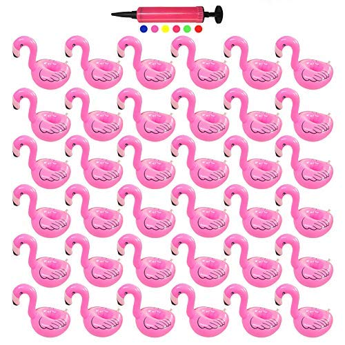 PETUOL 36 Packs Inflatable Drink Holders, Drink Floats Inflatable Supplies for Kids Bath Toys Flamingos - Cup Holders for Bachelorette Party and Birthday Party and Anniversaries