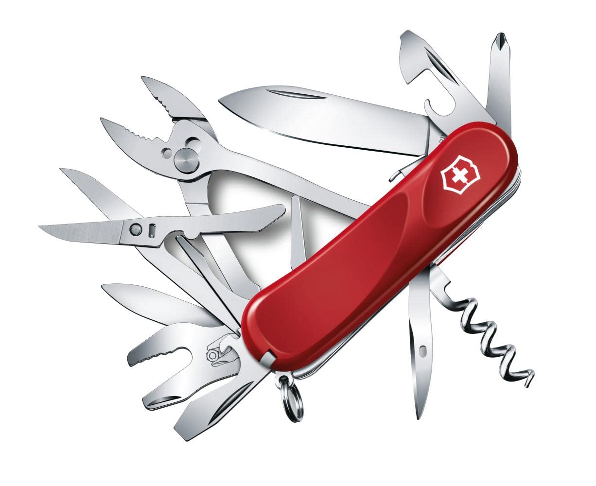 Victorinox Evolution S557 Swiss Army Pocket Knife, Medium, Multi Tool, 21 Functions, Blade, Ergonomic Scales, Red