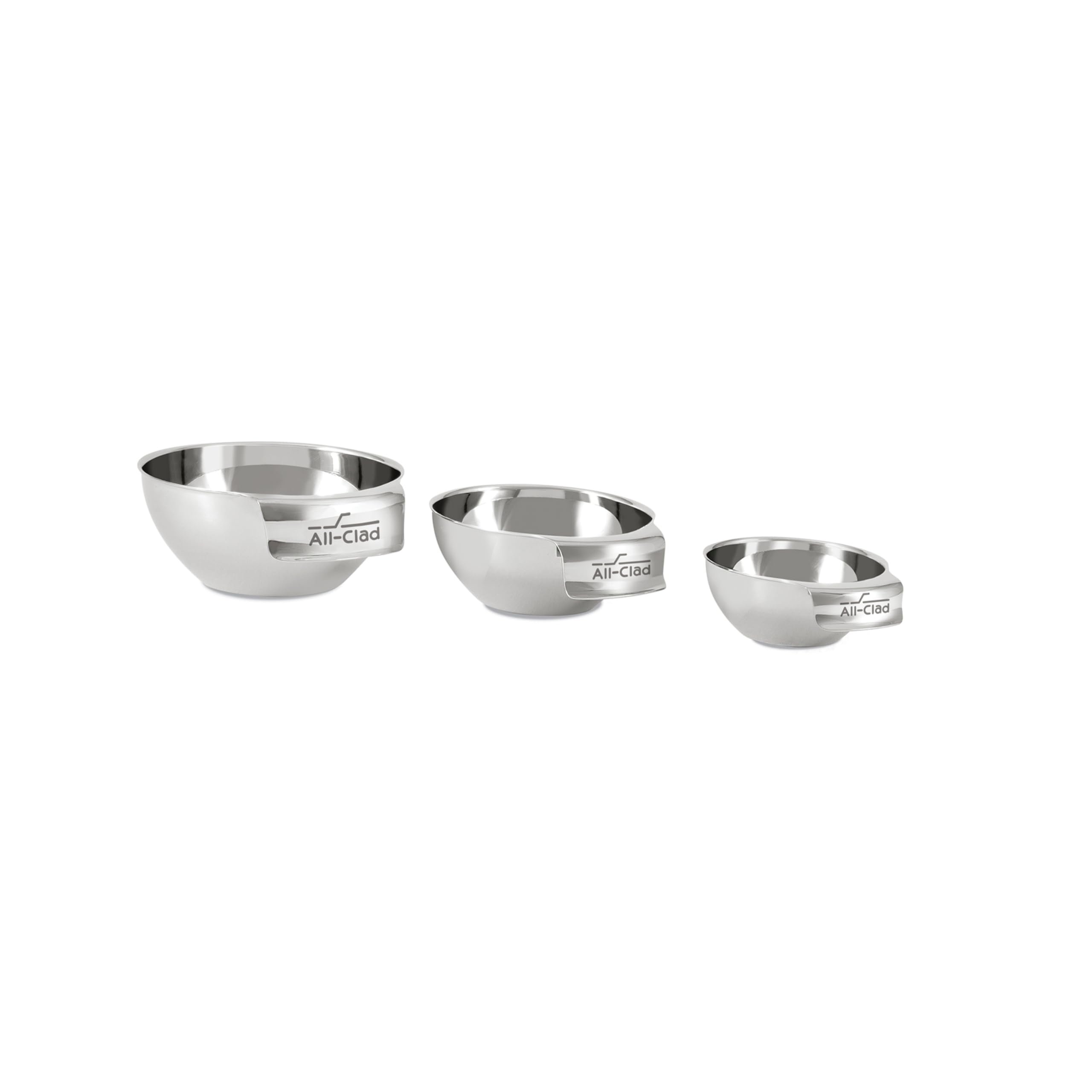 All-CladKitchen Essentials Stainless Steel Mini Measuring Bowl Set 3 Piece, Includes 1, 1/2 and 1/4 Stackable Measuring Cups, Gadgets for Cooking & Baking, Cookware Tools, Dishwasher Safe, Silver