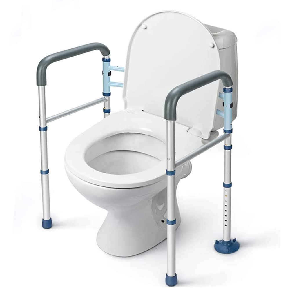 GreenChief FSA/HSA Eligible Toilet Safety Rails Foldable, Stand Alone Toilet Frame Adjustable Height, Bathroom Toilet Handles with Suction Cups, Freestanding Toilet Bars for Elderly Handicap(300 LB)