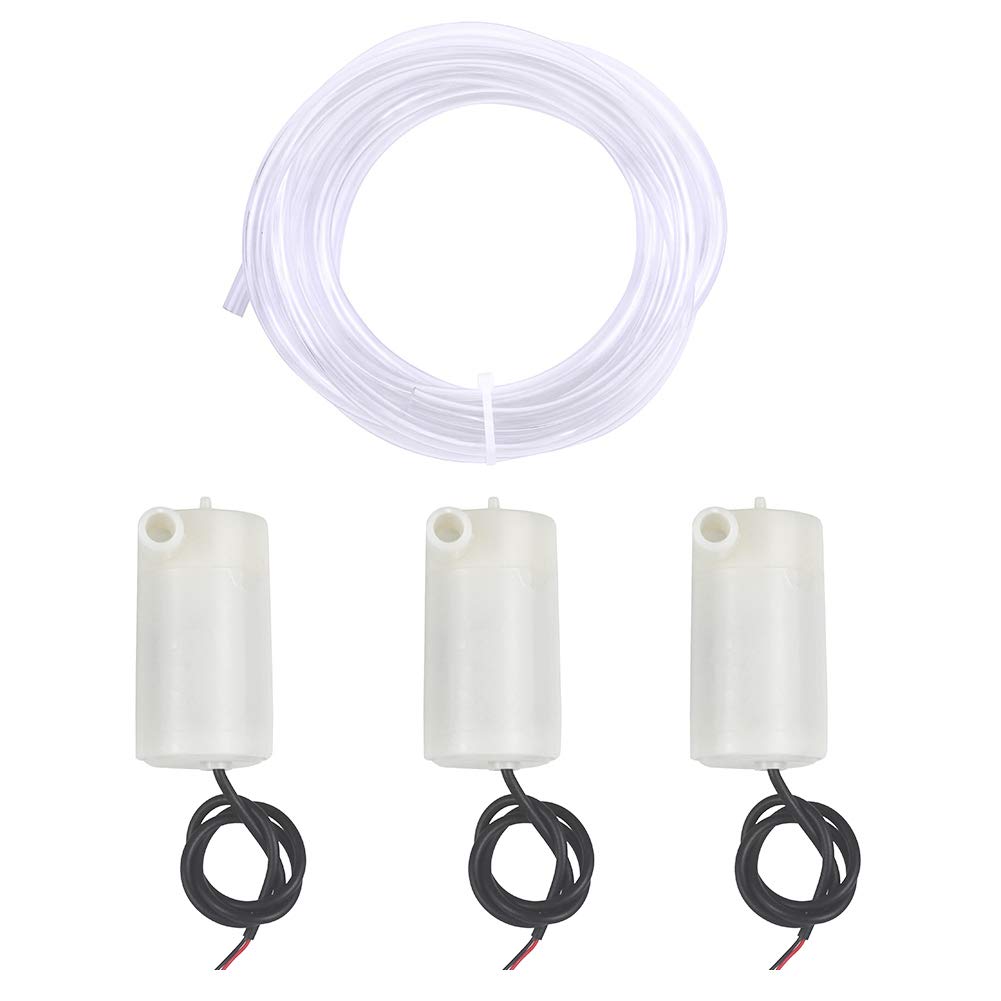 3pcs Mini Water Pump DC 3V 5V Micro Submersible Motor Pump + 3M Clear Vinyl Tubing Flexible PVC Tubing for Fish Tank Fountain Aquarium Garden Plant Flower