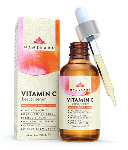 NAMSKARAVitamin C Serum 60ml for Face with Hyaluronic Acid, Vitamin E & Citrus Stem Cells - Best Natural and Organic Anti Ageing Formula to Correct Age Spots, Sun Damage, Fine Lines & Wrinkles