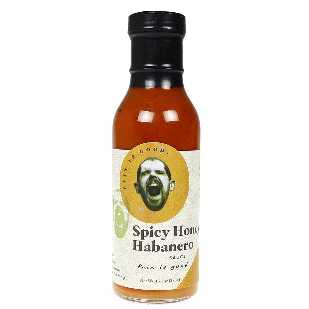 Pain is GoodSpicy Honey Habanero Screaming Wing Sauce - 13.5oz Bottle - Made in USA - All Natural Ingredients, Non-GMO, Gluten-Free, Sugar-Free, Vegetarian, Keto