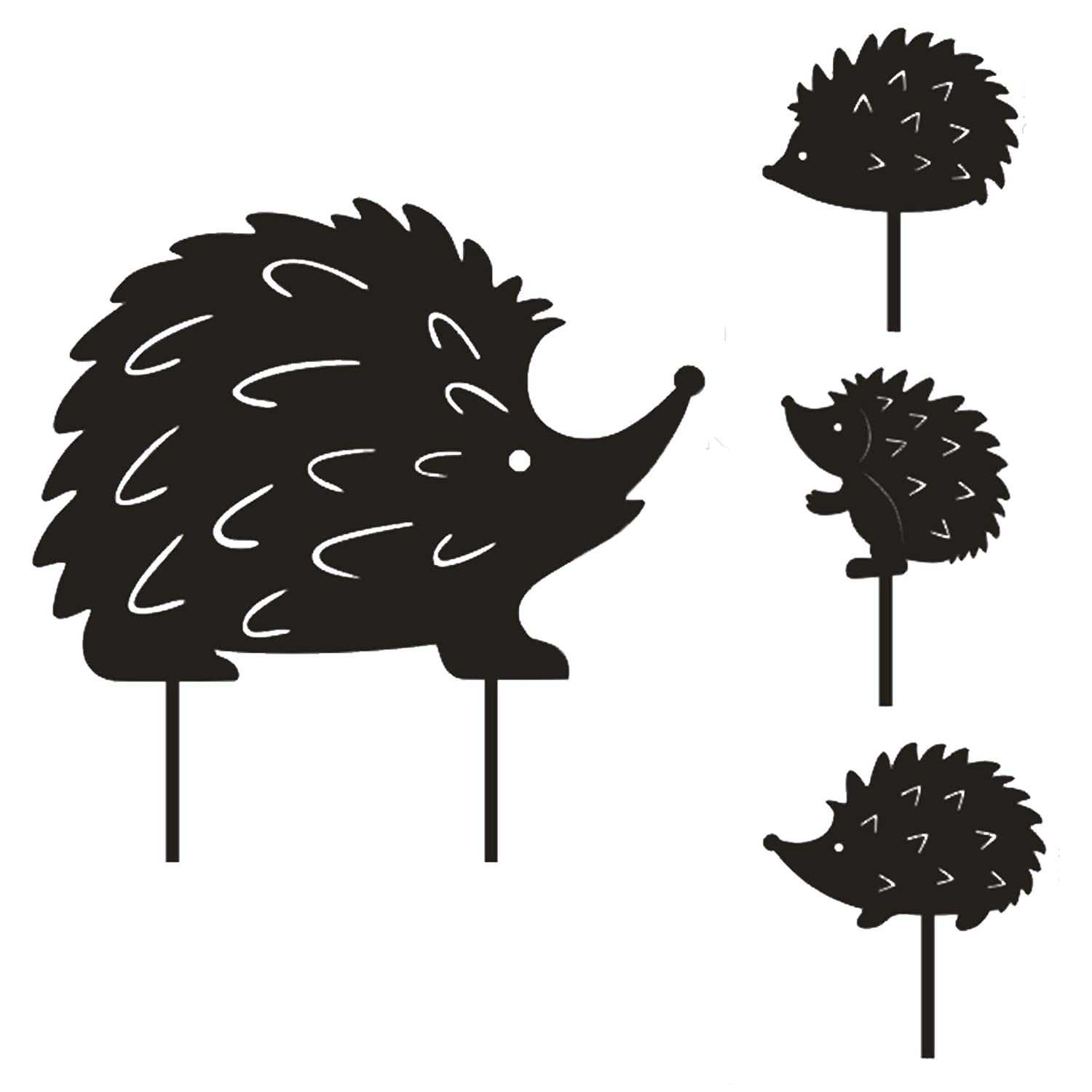 Dupiulk 4 Pack Hedgehog Garden Decorative Statues, Metal Hedgehog Silhouette Garden Stakes, Ideal Yard, Garden, Lawn Decor, Animal Outdoor Decorations