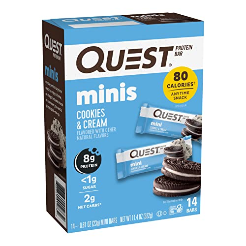 quest bar blueberry - Quest Nutrition Mini Cookies & Cream Protein Bars, High Protein, Low Carb, Keto Friendly, 14 Count