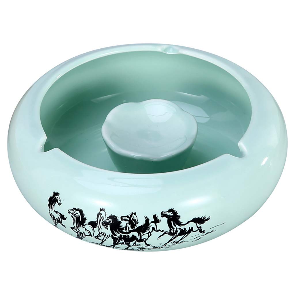 Ashtrays Creativity Personality Trend Household Living Room High-end Ceramic Relief Celadon Widened U-shaped Flume Arc-shaped Human Nature Smoke-killing Flume Design