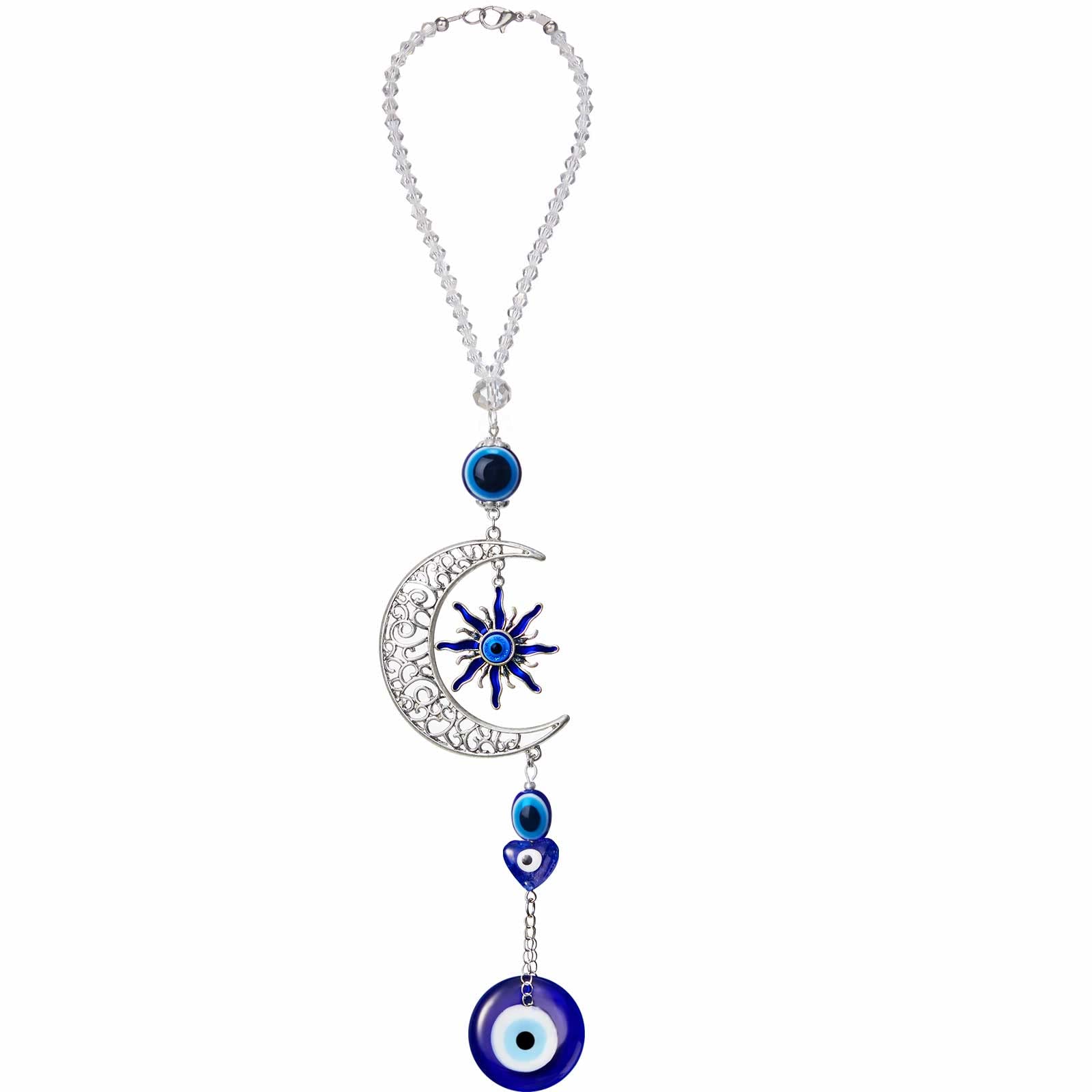 Frienda Evil Eye Car Hanging Ornament Evil Blue Eye Charms for Rear View Mirror Evil Eye Beaded Decor Evil Eye Car Accessories Evil Eye Window Pendent for Window Car Door Frame Balcony (Vivid Style)