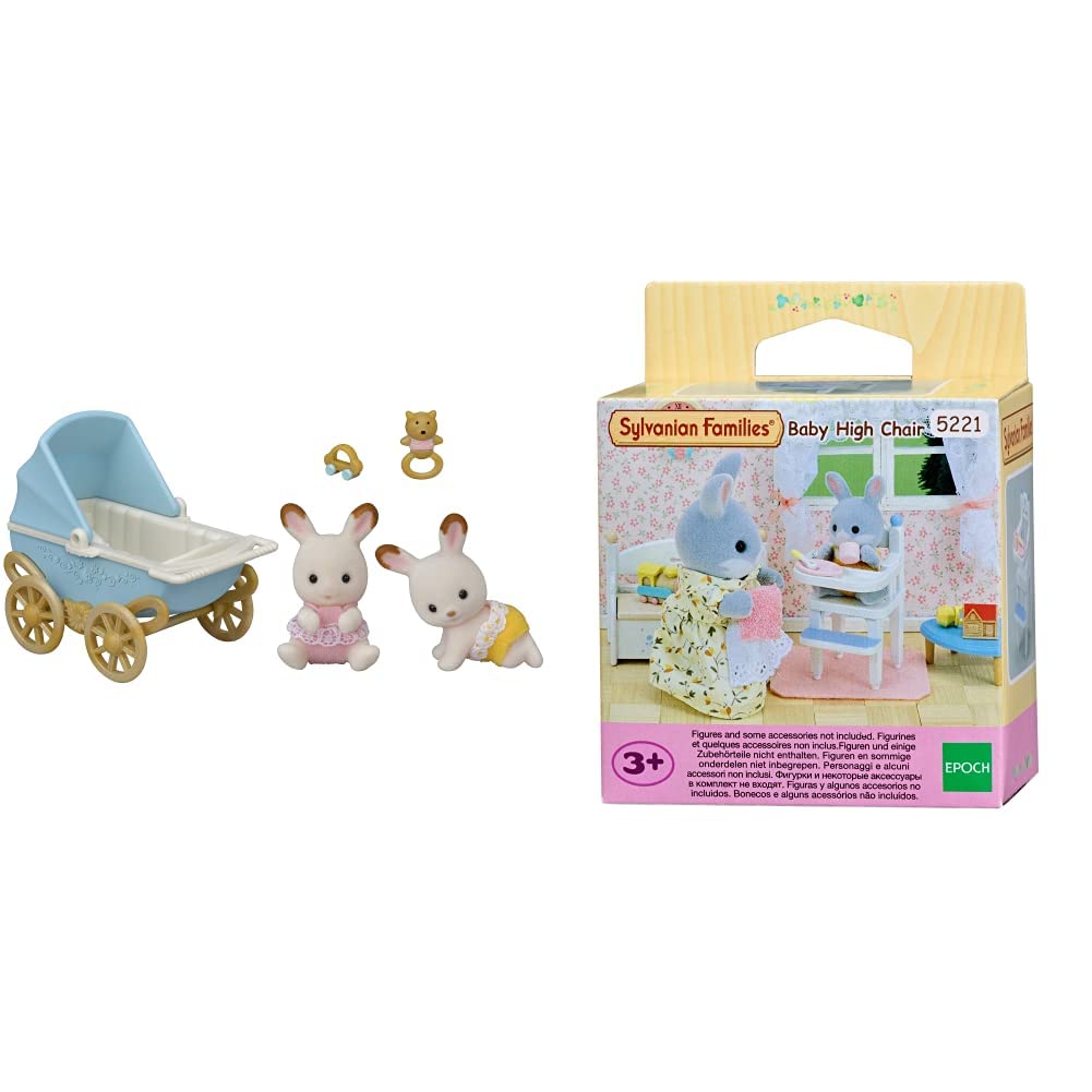 Sylvanian Families5432 Chocolate Rabbit Twins Set & Baby High Chair