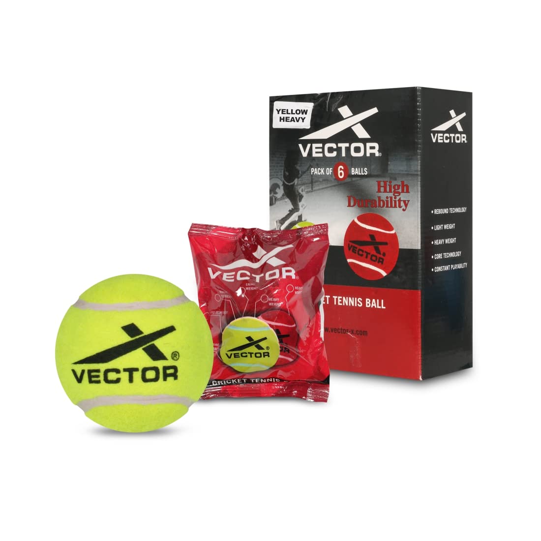 Vector X Tennis Balls, Duty Felt Pressurized Tennis Ball -High Bounce Training Exercise Tennis Balls for Beginners & Pet Dog Playing Balls (Pack of 12)