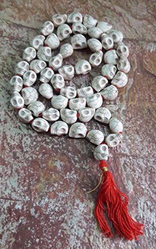 ANMOL COLLECTIONSGoddess Kali Mund Mala Skeleton Bead White Color Mala (54+1 Beads)