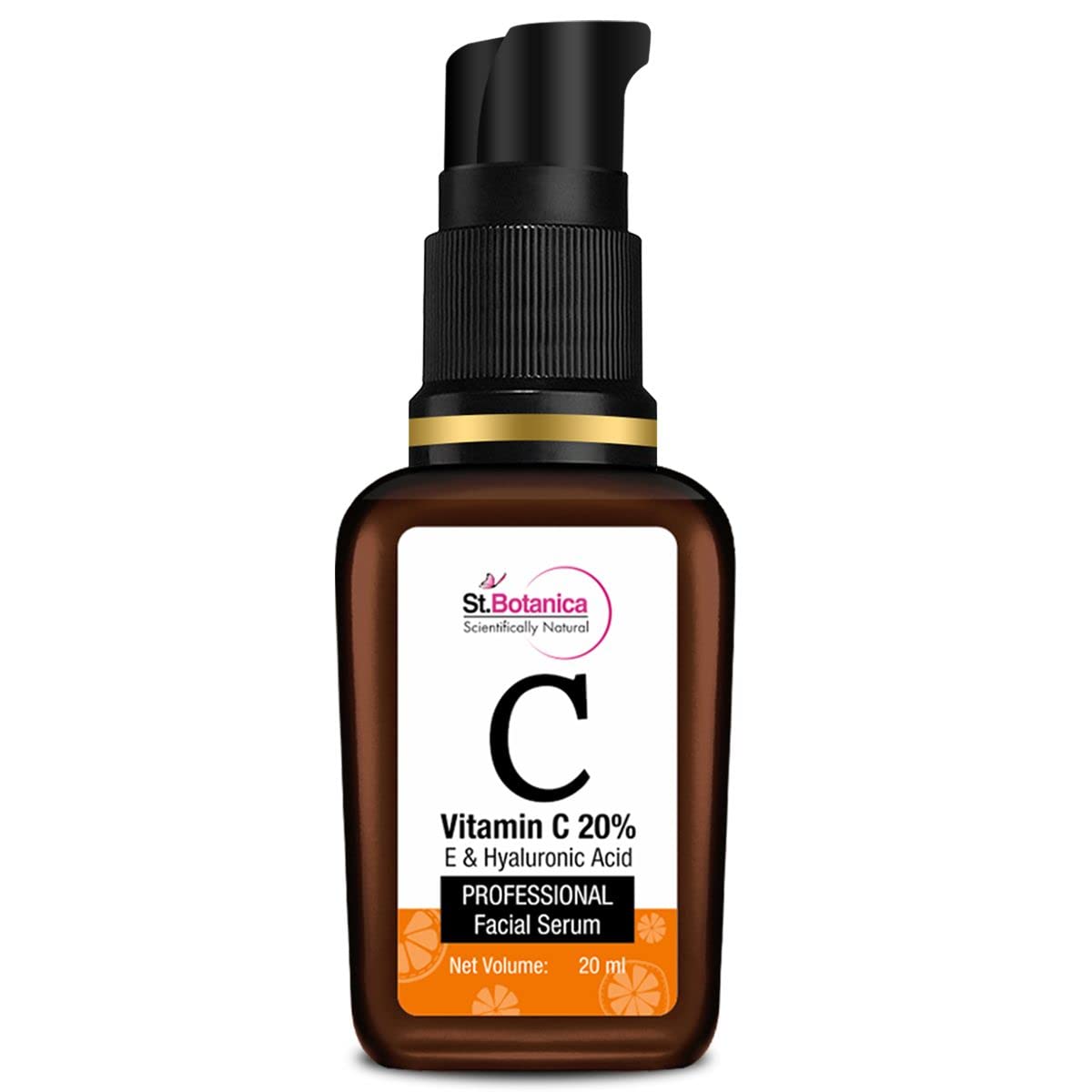 StBotanica Vitamin C 20% + Vitamin E & Hyaluronic Acid Professional Face Serum - 20ml - Brightening, Skin Repair, Highly Stable 20%