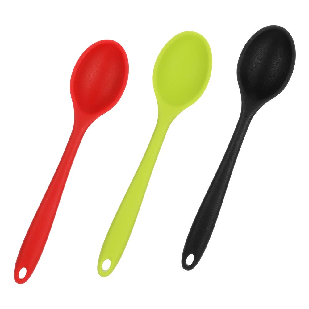 Hyrew3 Piece Kitchen Spoons Silicone Mixing Spoons Cooking Spoon Scoops for Mixing and Mixing 27cm