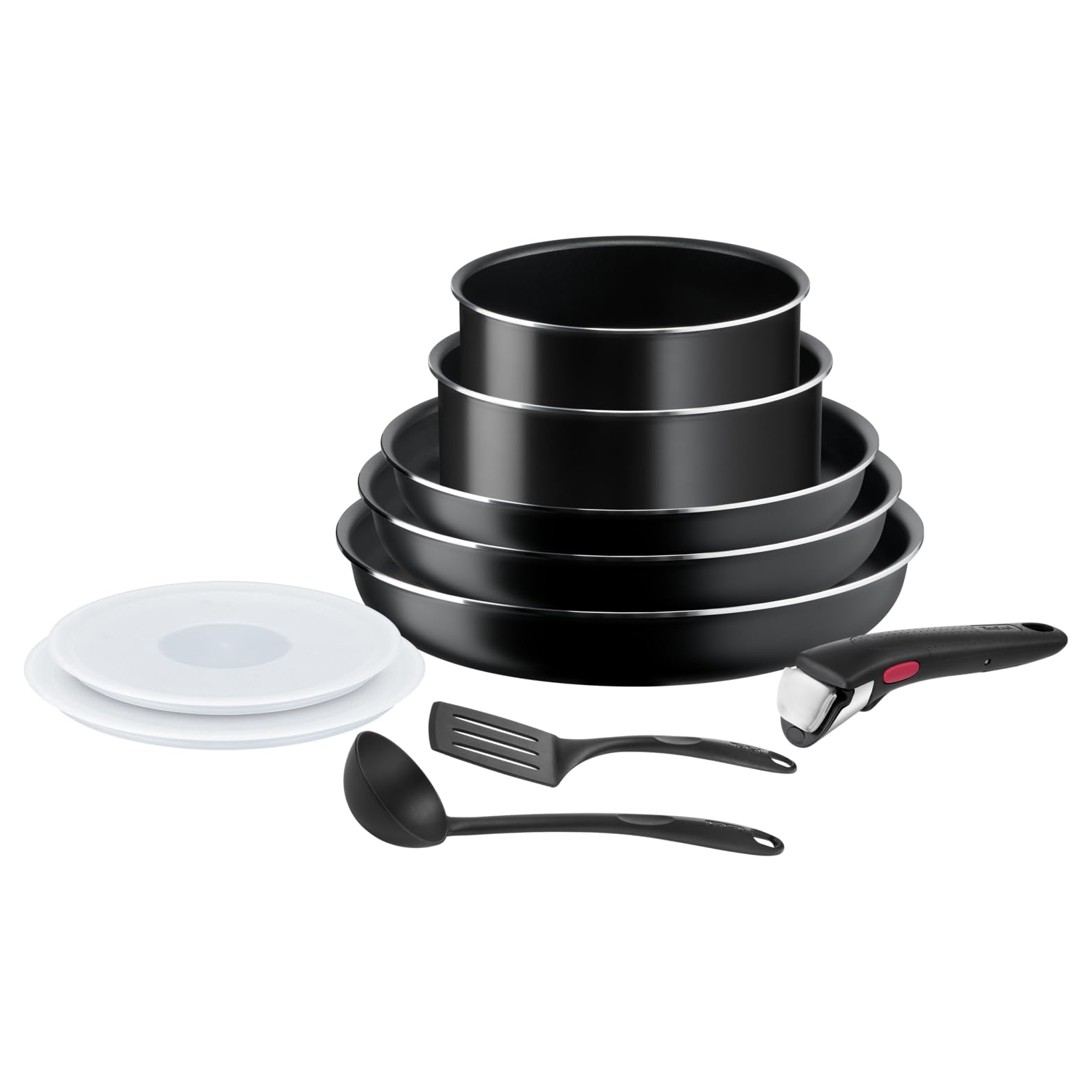 TefalCooking Set | Ingenio Easy On 10-piece Stackable cookware set with a removable handle| Non-Stick Coating | Heat Indicator | Healthy Cooking | Safe | Made in France | 2 Years Warranty | L1599902