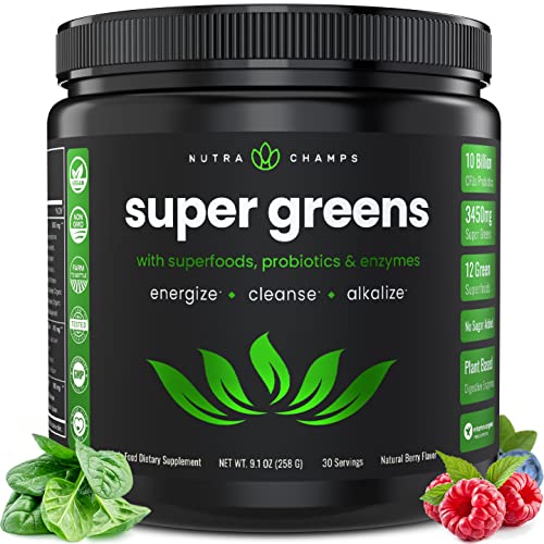 NutraChamps Super Greens Powder Premium Superfood | 20+ Organic Green