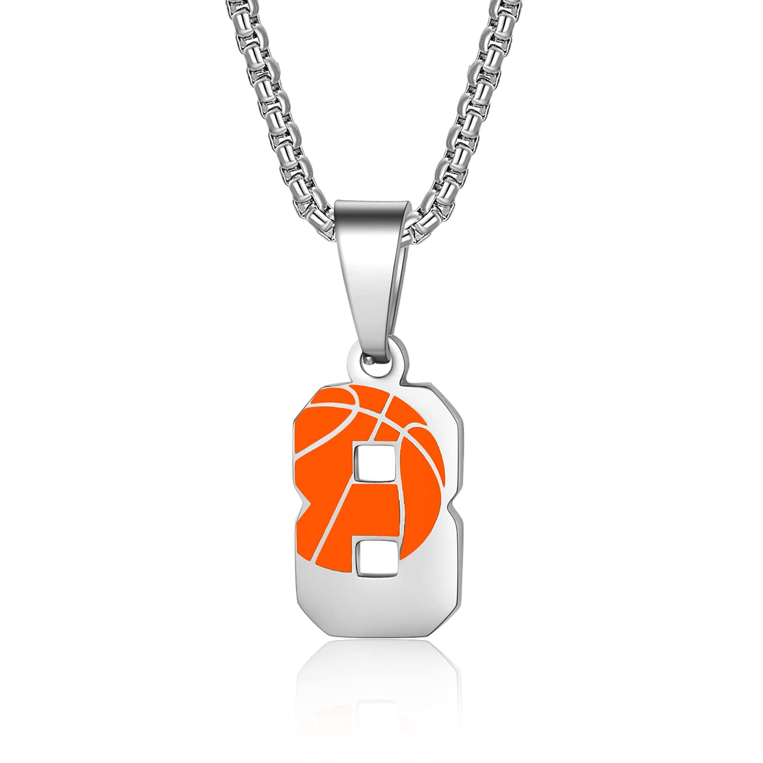 Basketball Number Necklace for Boys 0-99 Number Pendant Stainless Steel Sport Jewelry for Men