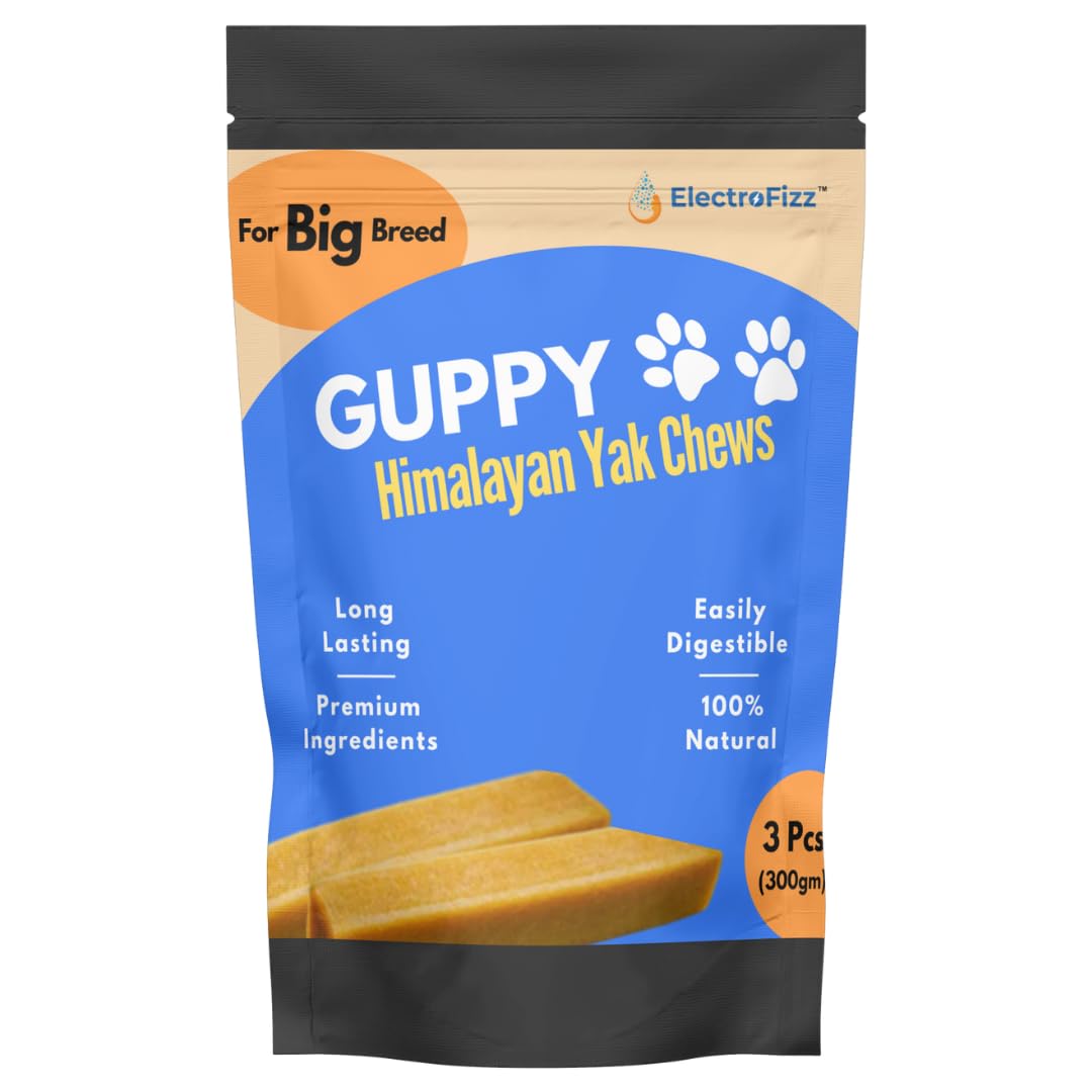 Guppy Himalayan Yak Cheese Dog Chews, 100% Natural, Long Lasting, Gluten Free, Healthy & Safe Dog Treats, Lactose & Grain Free, Protein Rich | Authentic Ancient Recipe| For Large Dog Breeds- Pack of 3