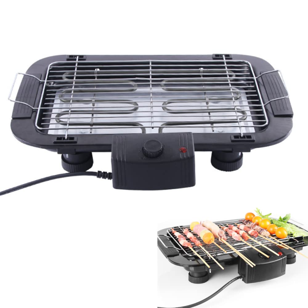 Indoor Smokeless Electric BBQ Grill,1500W Electric Portable Indoor Barbecue Portable Tabletop Kitchen Barbeque Griddle,5 Gear Temperature Adjustment