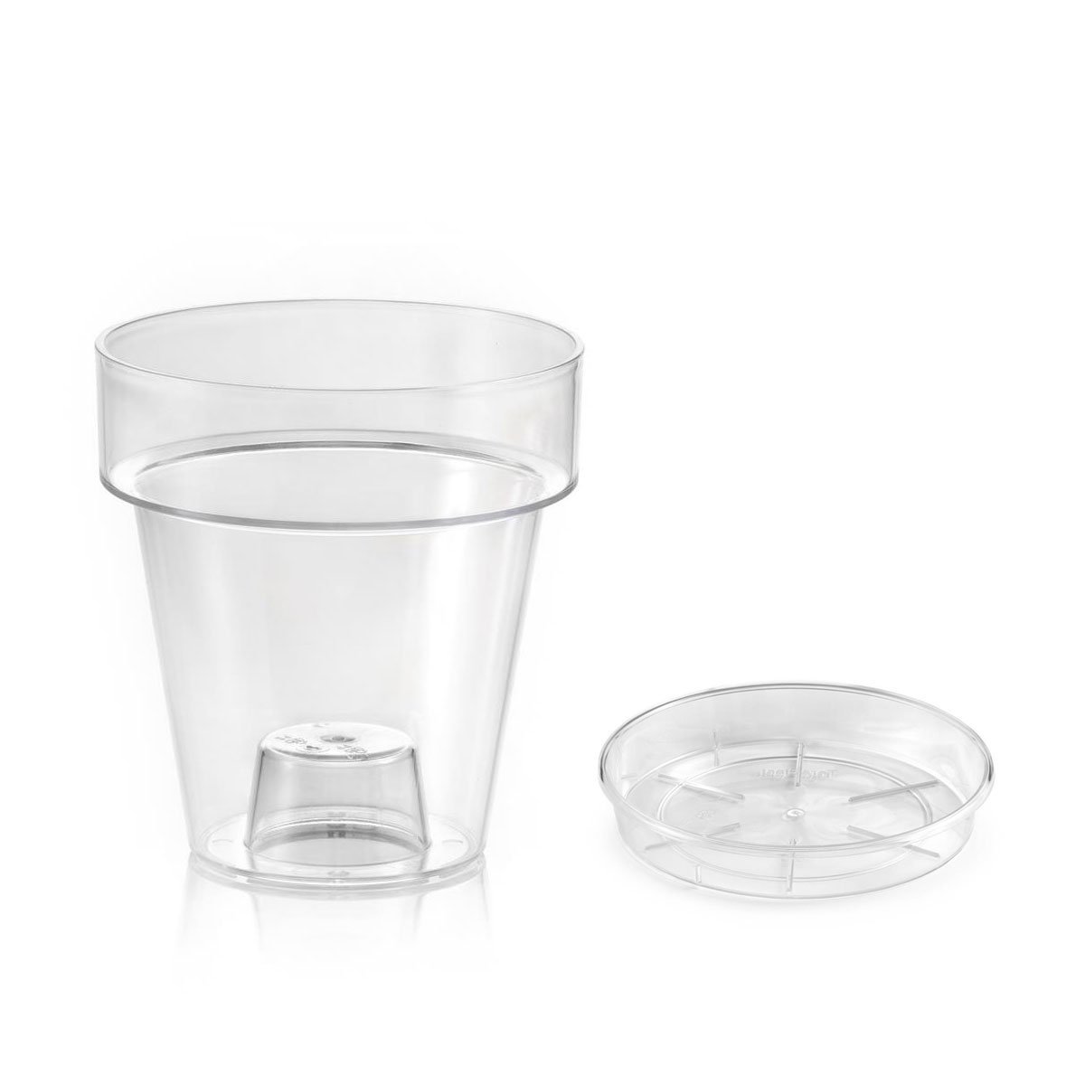 TeraplastVase Port with Support for Orchids Transparent Diameter 16 cm Complete with Saucer (2)