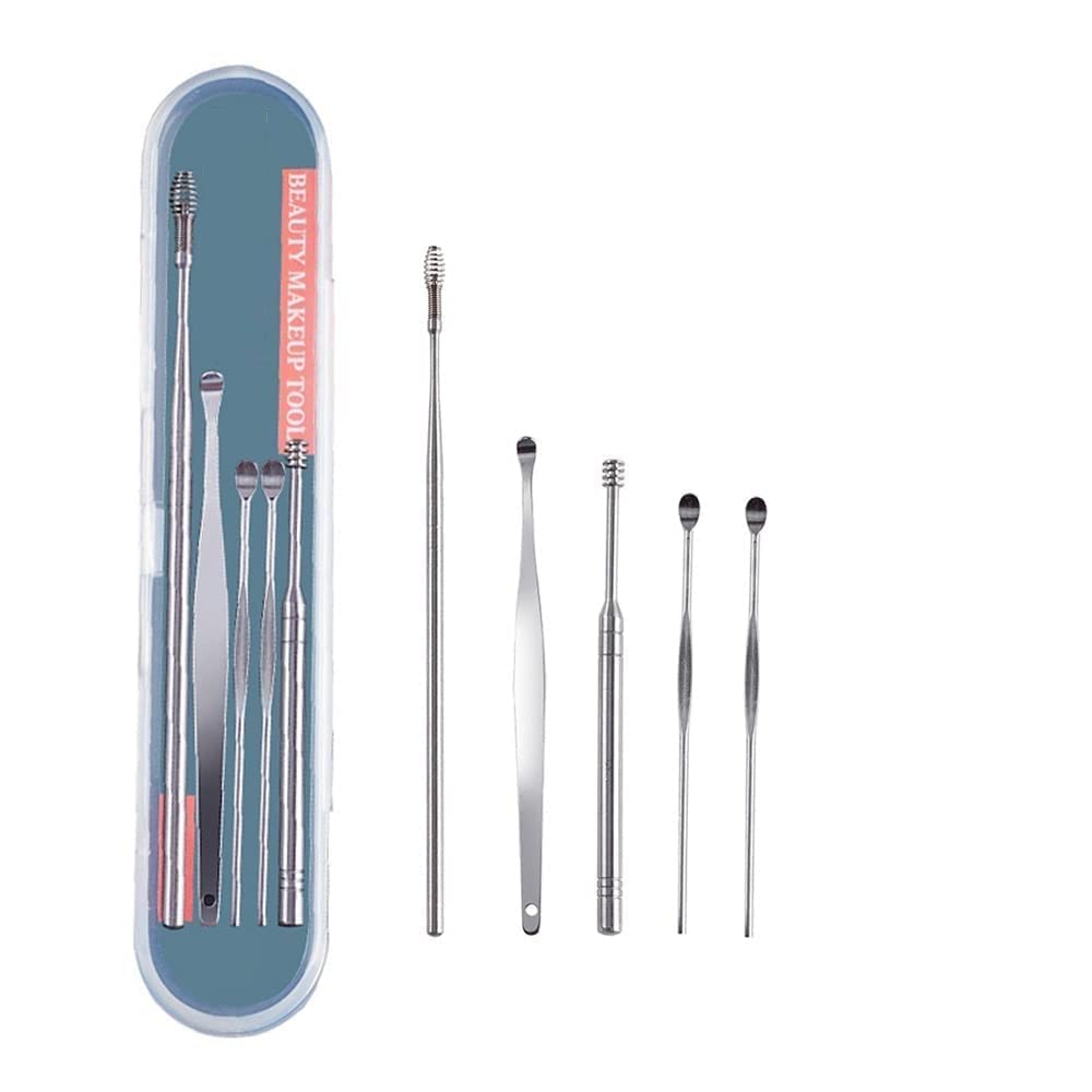 Online Super Deal5 Pcs Ear Pick with a Storage Box Earwax Removal Kit | Ear Cleansing Tool Set | Stainless Steel Ear Curette Ear Wax Remover Tool