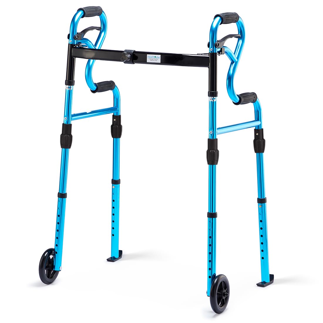 Walkers for Seniors with 5” Front Wheels by Health Line Massage Products, Standard Walker with Width Adjustable and Support Up to 350lbs, Lightweight Walkers for Seniors