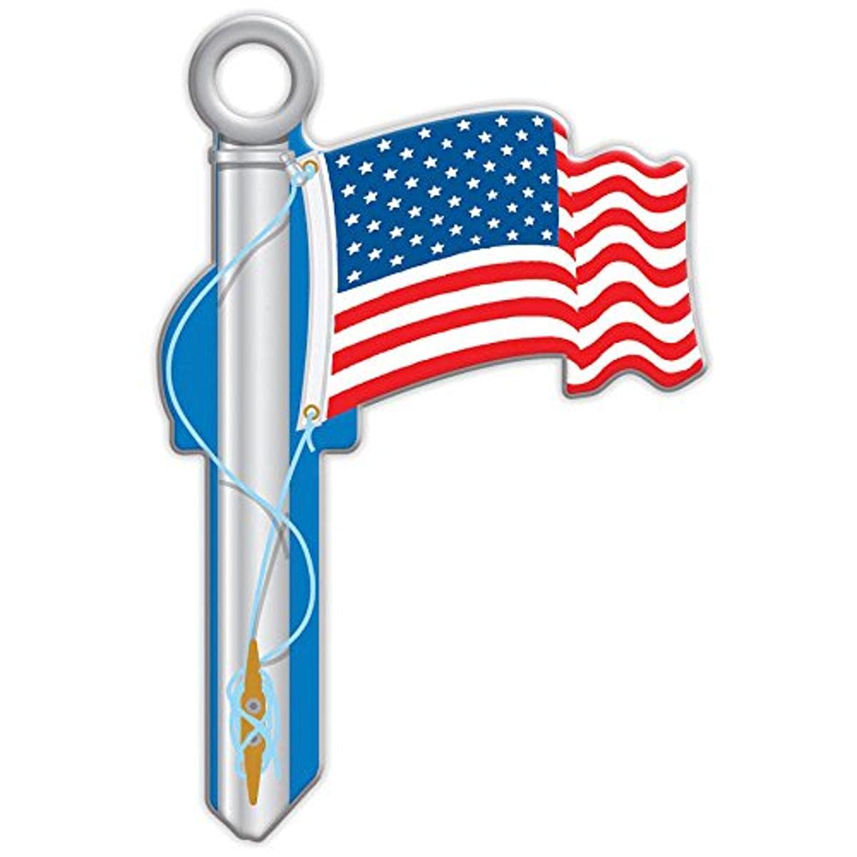 Lucky Line Key Shapes, HOME, House Key Blank, KW1/11, 1 Key (B101K), American Flag