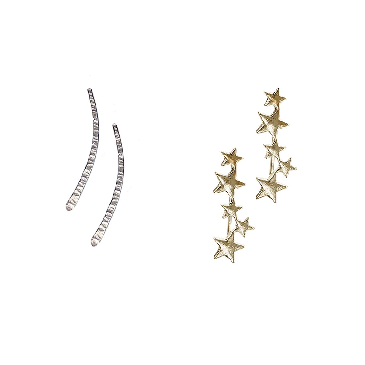 Ear Climber Earrings Long Silver Climbers Crawler Bar Studs