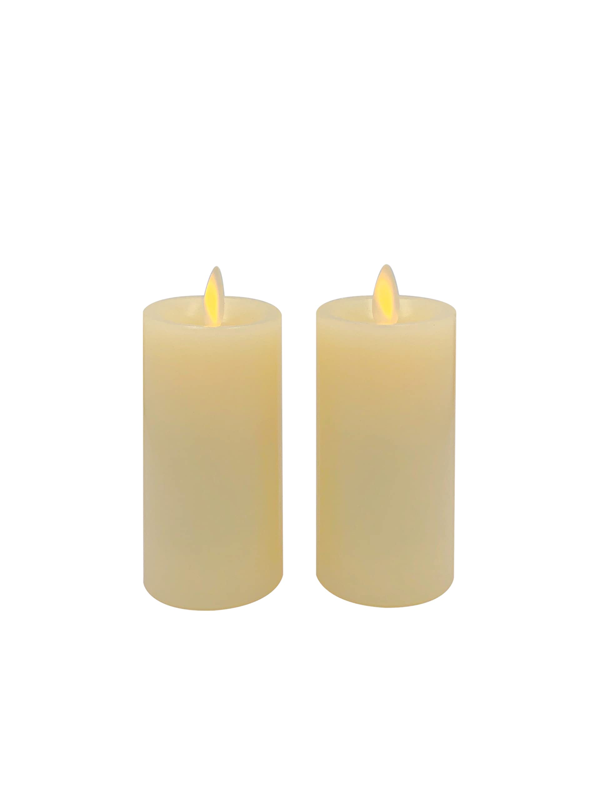 Set of 2 Flameless Votive Candles Battery-Operated Moving Wick Unscented Real Wax Candles with Timer and Remote,3.75''x2'',Ivory