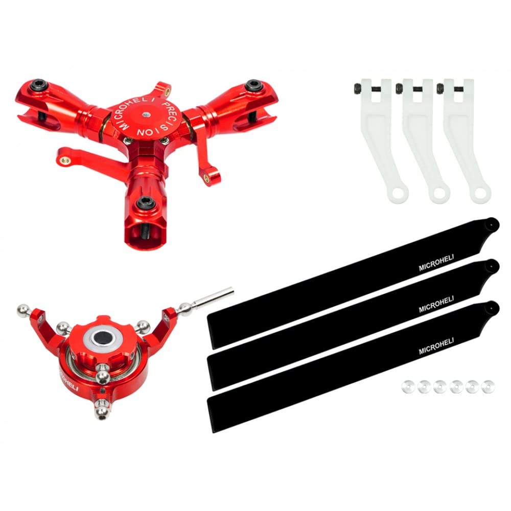 MICROHELICNC Triple Carbon Plastic Blades Conversion Set (RED) - GOOSKY S2