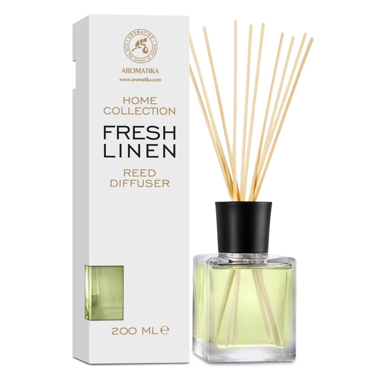 Reed Diffuser Fresh linen 6.8 Fl Oz - Scented Reed Diffuser - Gift Set with Bamboo Sticks - Best for Aromatherapy - SPA - Home - Office - Fitness Club