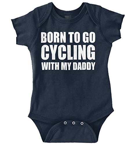 Brisco BrandsBorn To Go Cycling With My Daddy Baby Romper Boys or Girls